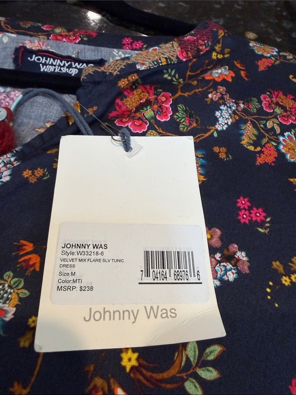 Johnny Was Flare Sleeve Velvet Trim Tunic - M New! - Picture 6 of 6